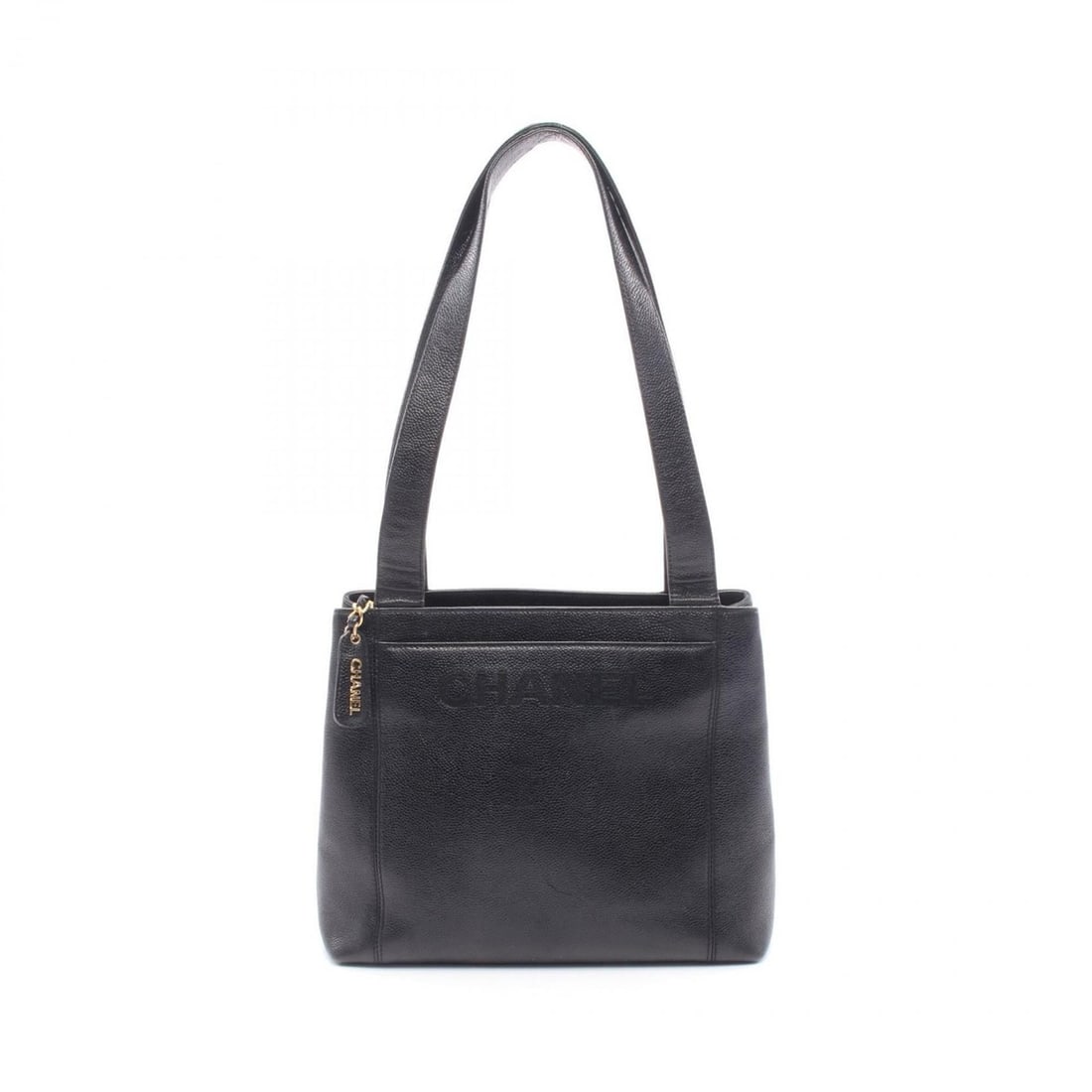 CHANEL Logo Tote Bag in Calfskin Leather (Cowhide) for Women, Black, 08062 (1 of 14)