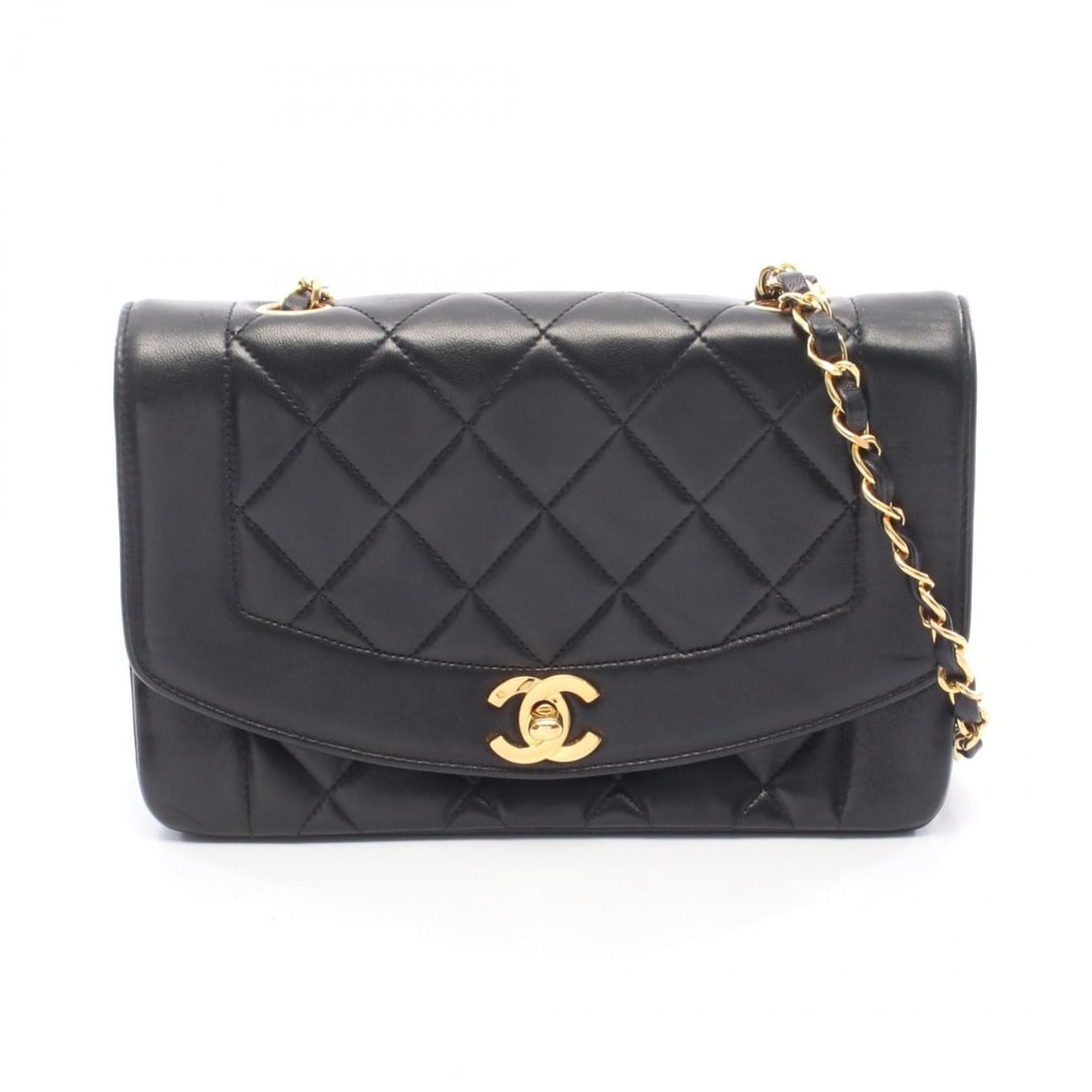 CHANEL Matelasse Diana Flap Shoulder Bag in Lambskin Leather, Black: --- Catalog ---Category: SizeSize (HxWxD): 14cm x 22cm x 7cm / 5.51'' x 8.66'' x 2.75''Category: DesignType: Shoulder bagColor: BlackGender: WomenMaterial: Leather Leather/Fur Type: LambskinCategory: