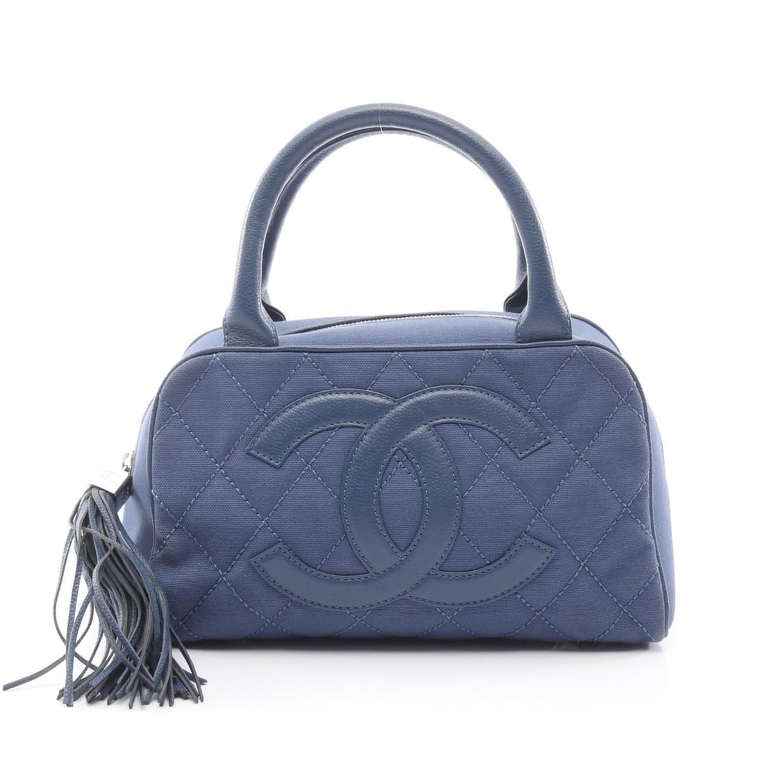 CHANEL Matelasse Large Coco Mark Handbag, Canvas and Leather, Women's, Navy (1 of 12)