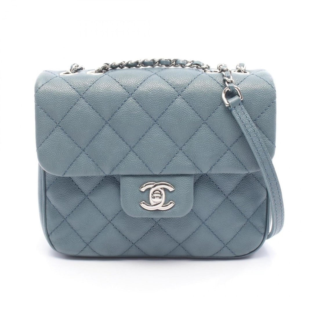 CHANEL Mini Matelasse Shoulder Bag in Grained Calfskin Leather, Women's, Blue, A57047 (1 of 14)