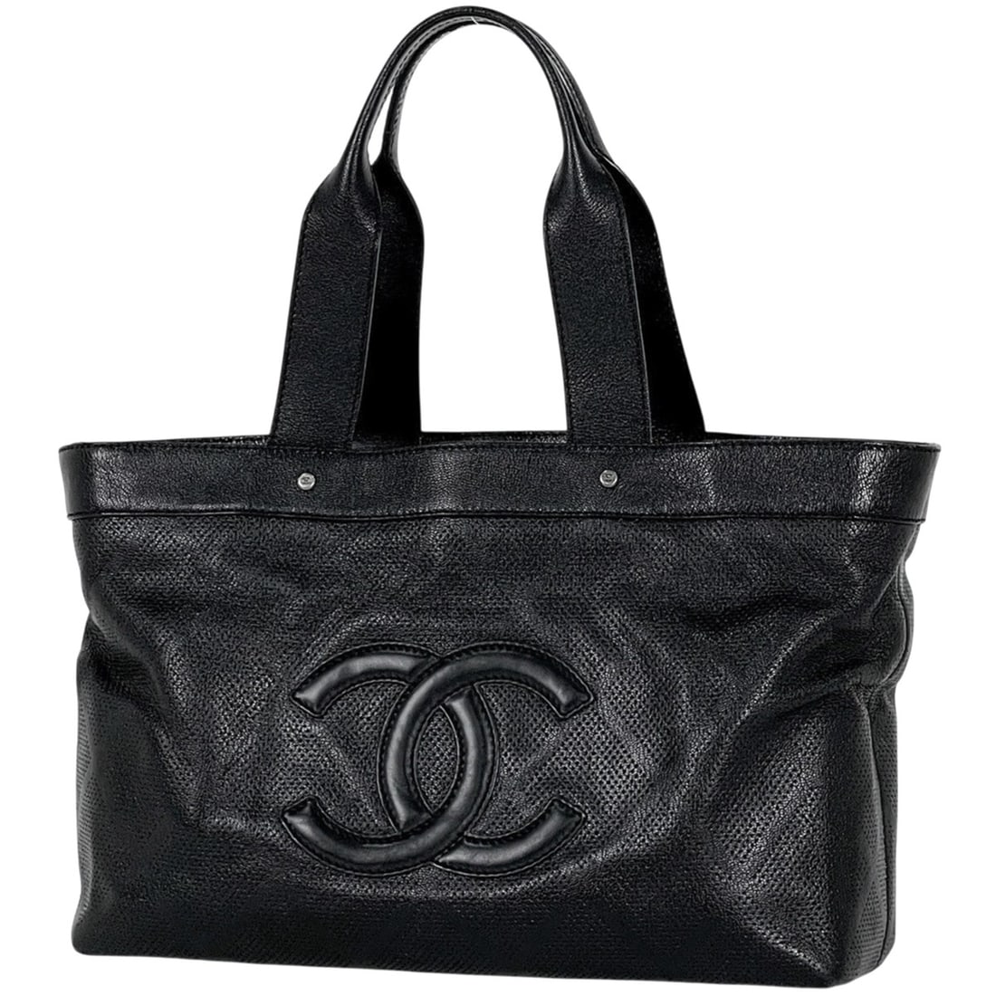 Chanel Coco Mark Punching Tote Bag Shoulder Handbag Leather Black Women's: --- Catalog ---Category: SizeSize (HxWxD): 26cm x 36cm x 12cm / 10.23'' x 14.17'' x 4.72''Category: DesignType: Handbag, Shoulder bag, Tote bagColor: BlackGender: WomenMaterial: Leather Category: Gene