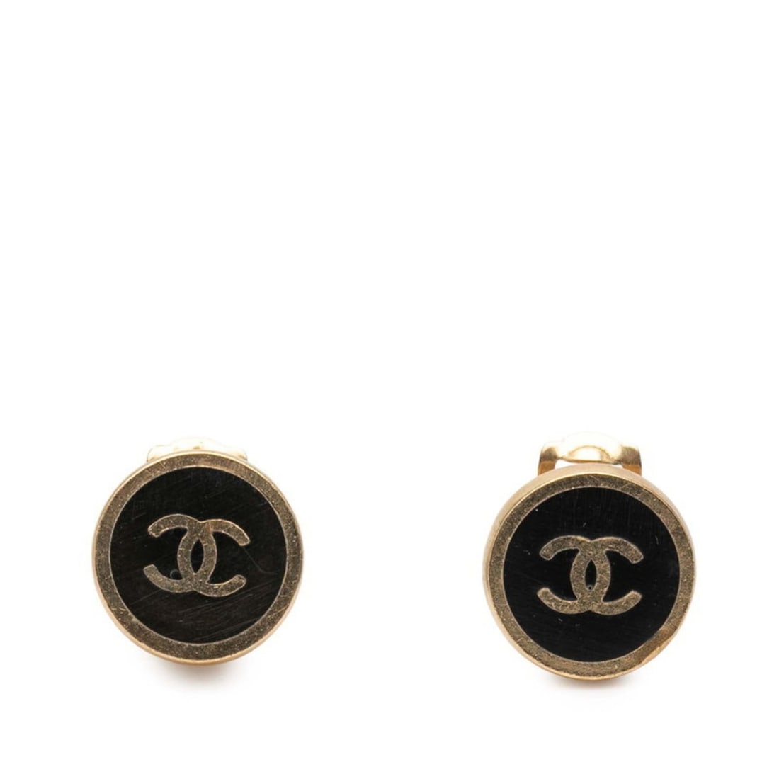 Chanel Coco Mark Earrings, Gold and Black Plated, Women's, CHANEL: --- Catalog ---Category: SizeDiameter: 16mm / 0.62''Category: DesignType: Clip earringsColor: BlackFinish: Black platedGender: WomenMaterial: Gold platingCategory: GeneralBrand: Chanel--- Item List --