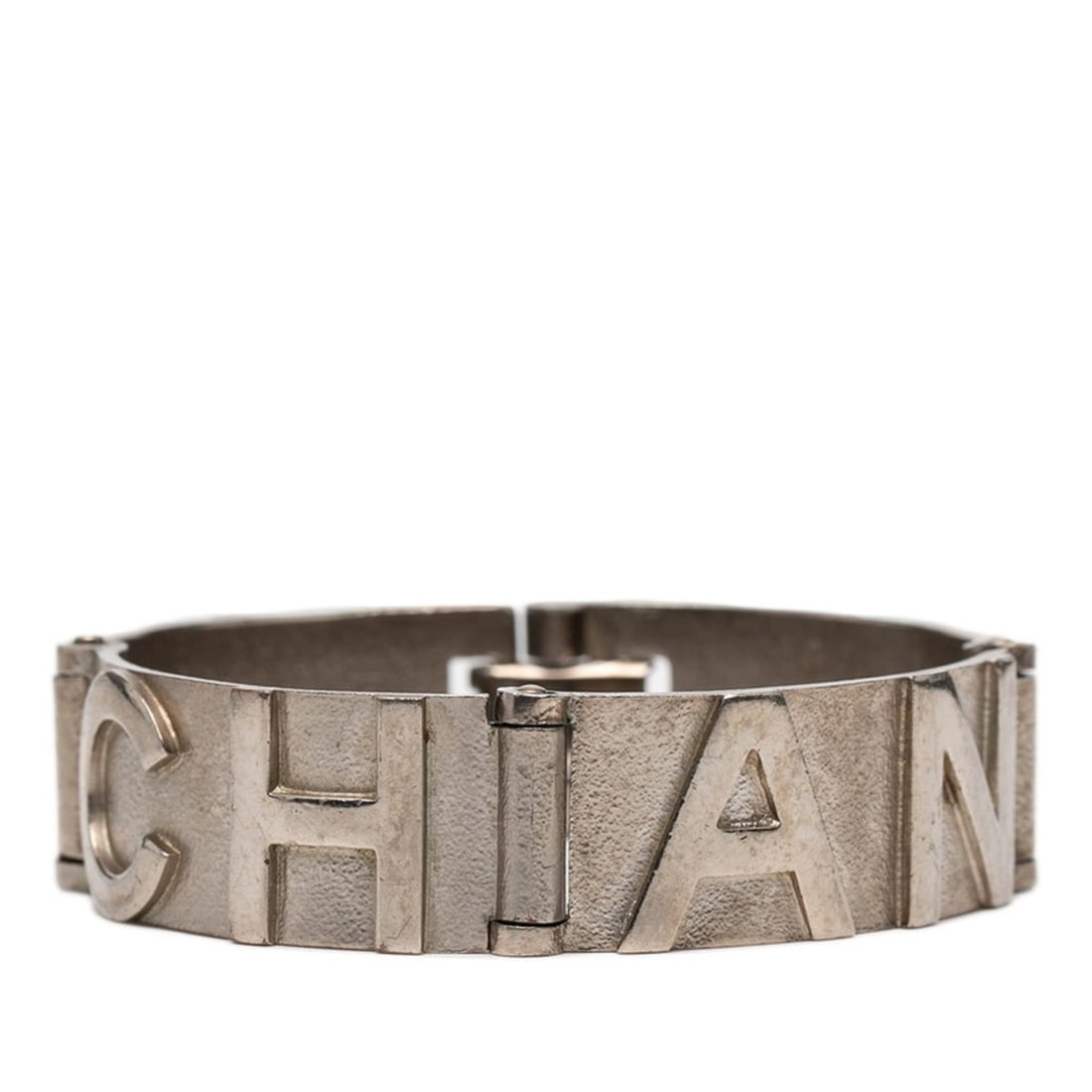 CHANEL Logo Coco Mark Bangle Silver Metal Women's (1 of 20)
