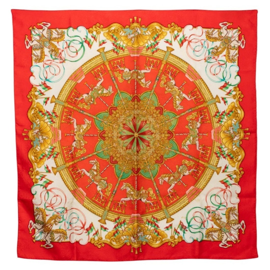 Hermes Hermès Carré 90 LUNA PARK Amusement Park Scarf/Muffler in Red and Multicolor Silk for Women (1 of 20)