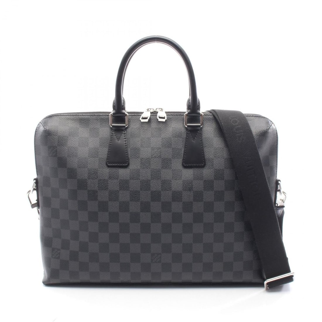 Louis Vuitton PDJ Porte-documentaire Briefcase Bag in Coated Canvas and Leather with Damier Graphite: --- Catalog ---Category: SizeSize (HxWxD): 28cm x 37cm x 6cm / 11.02'' x 14.56'' x 2.36''Category: DesignType: BriefcaseColor: Black, Damier GraphiteGender: MenMaterial: Coated canvas , Leather Catego