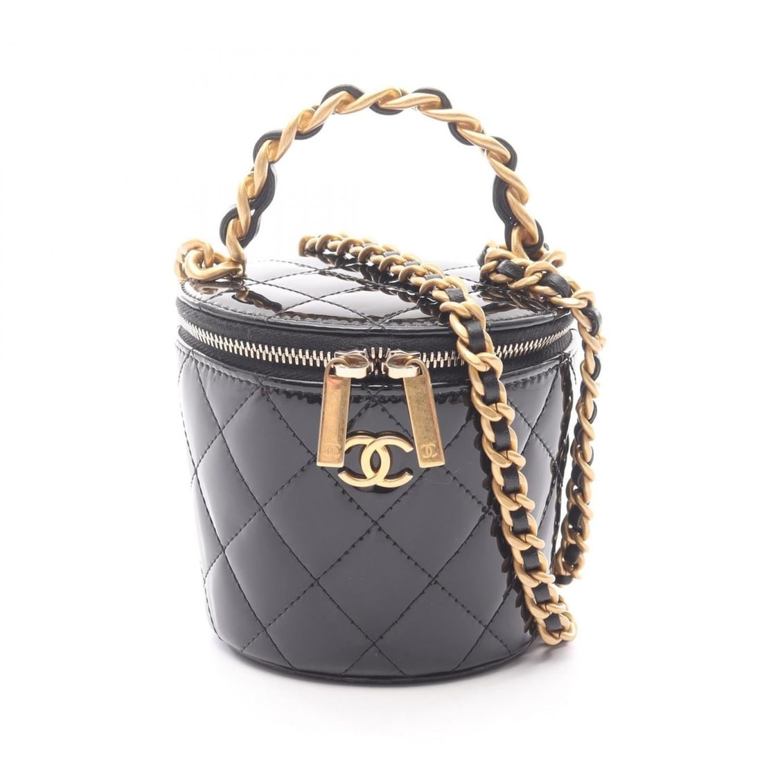CHANEL Matelasse Small Vanity Shoulder Bag in Patent Leather, Women's, Black (1 of 13)