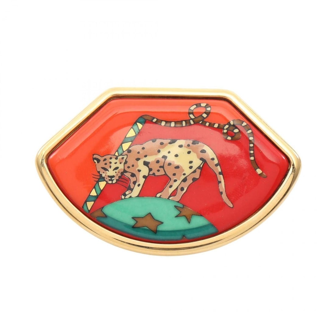 Hermes Hermès enamel brooch accessory, GP (gold plated), cloisonné, women's, gold, red, and (1 of 10)