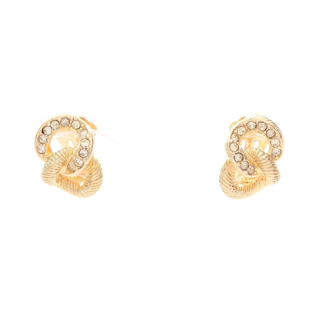 Christian Dior Dior Earrings, Gold Plated, with Rhinestones, Women's, and Clear (1 of 10)