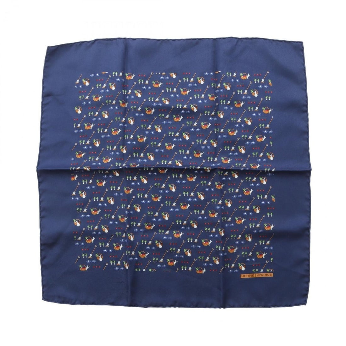Hermes Hermès Petit Carré 45 Silk Scarf for Women, Navy Blue, Multicolor (1 of 10)