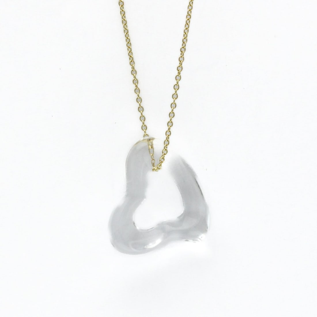 Tiffany Open Heart Lock Crystal Necklace Yellow Gold (18K) Crystal Men,Women Fashion Pendant: --- Catalog ---Category: SizeWeight: 4.4g / 0.15oz.Pendant Size: 18.8mm x 22.9mm / 0.74'' x 0.9''Neck Circumference: 43 cm / 16.92''Category: DesignColor: GoldMetal: GoldStone: CrystalStyle: FashionGe