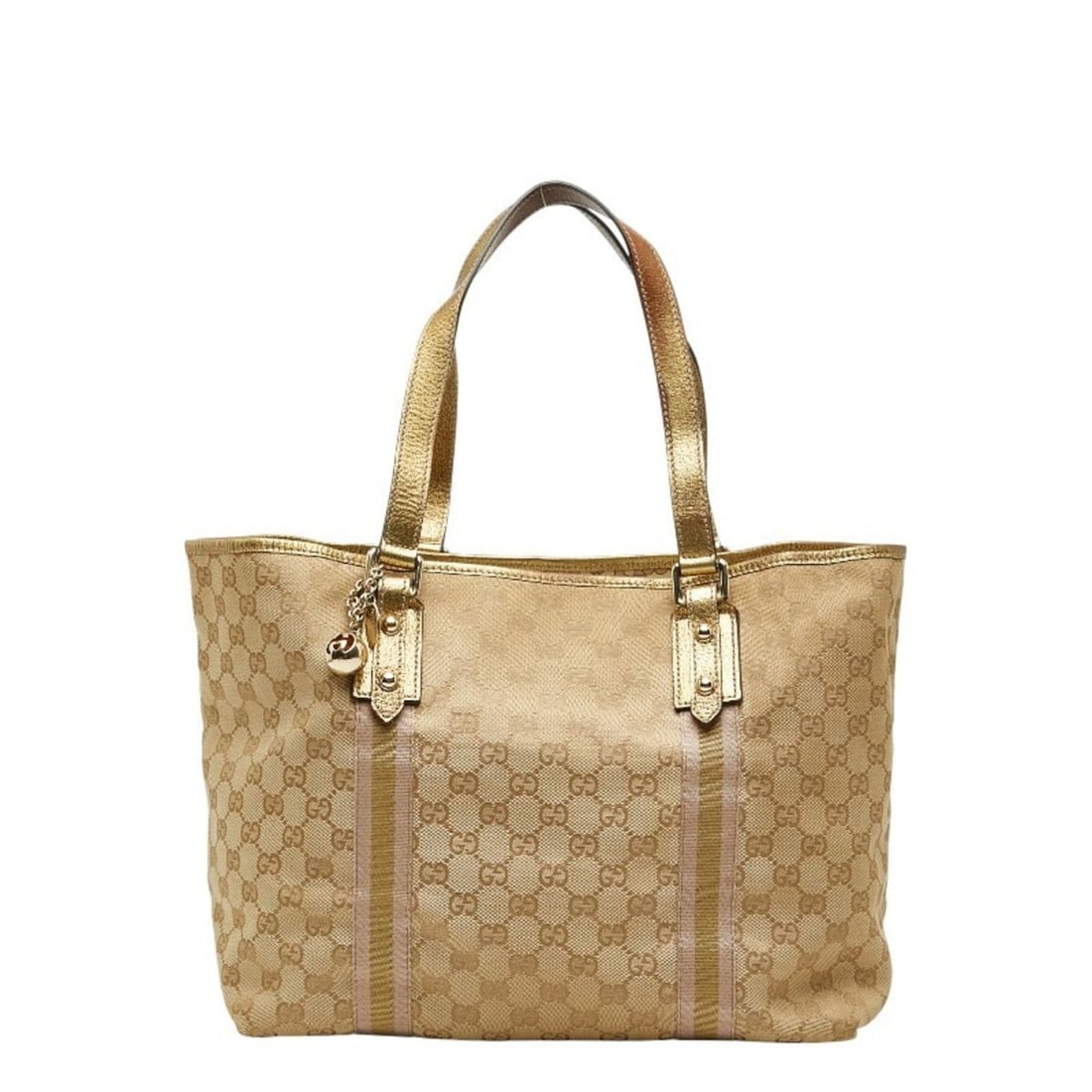 Gucci GG Canvas Sherry Line Tote Bag Handbag 139260 Brown and Gold Leather Women's GUCCI (1 of 16)