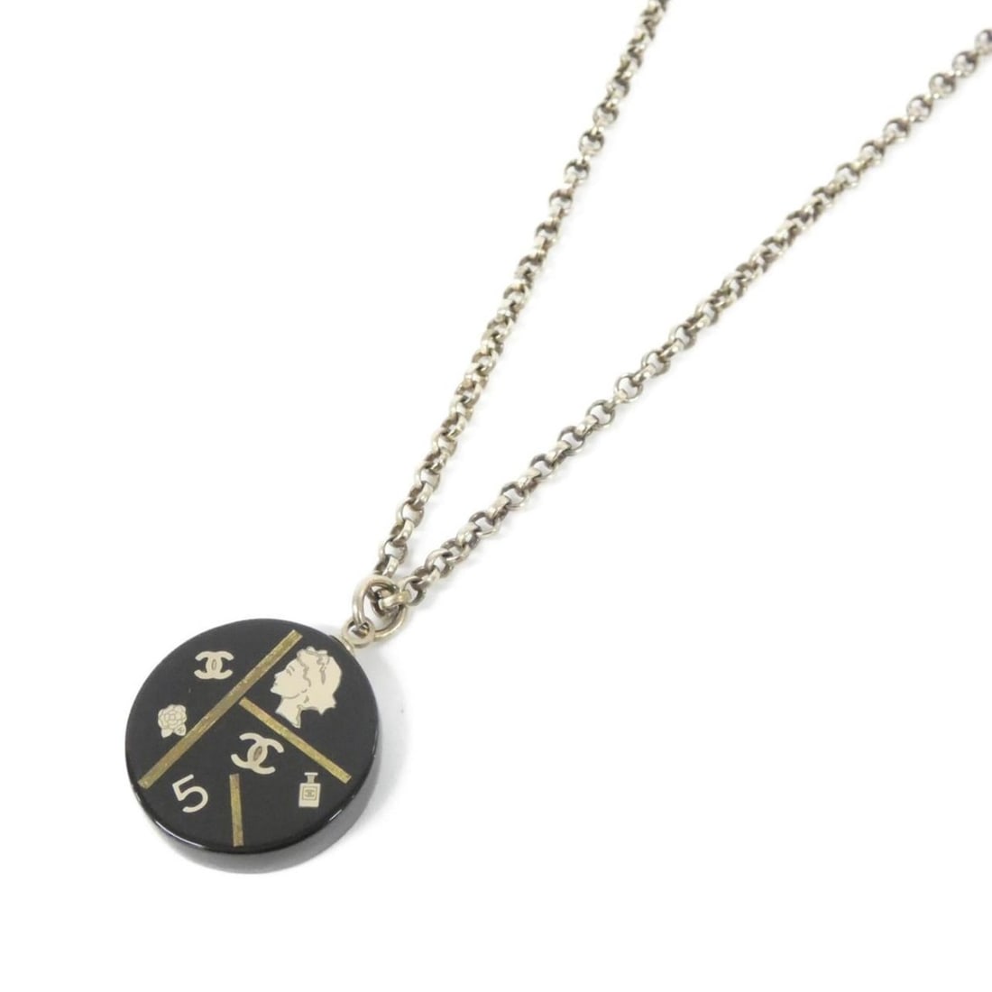 Chanel necklace: --- Catalog ---Category: SizePendant Size: 23mm x 19mm / 0.9'' x 0.74''Neck Circumference: 42 cm - 47 cm / 16.53'' - 18.5''Category: DesignColor: BlackGender: WomenNecklace Type: NecklaceCategory: