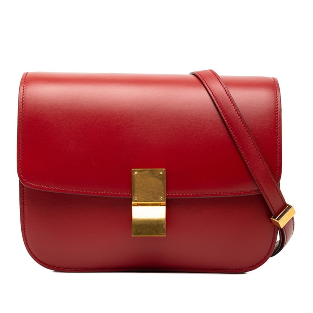 Celine Classic Box Medium Shoulder Bag in Red Leather for Women: --- Catalog ---Category: SizeStrap Drop: 42.5cm / 16.73''Size (HxWxD): 18.5cm x 23cm x 6cm / 7.28'' x 9.05'' x 2.36''Category: DesignType: Shoulder bagColor: Red colorGender: WomenMaterial: Leather In