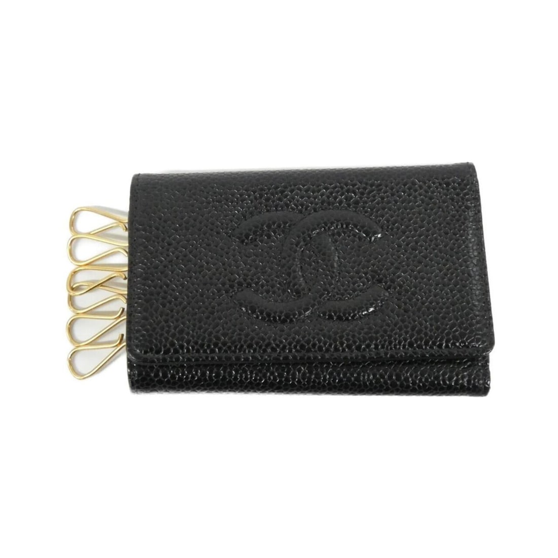 Chanel Timeless CC Line 01439 Key Case: --- Catalog ---Category: DesignType: KeycaseColor: BlackGender: WomenMaterial: Grained Calfskin Number of Key Hooks: 6Category: GeneralBrand: ChanelCategory: Physical PropertiesSize (HxWxD): 6.5cm x 1