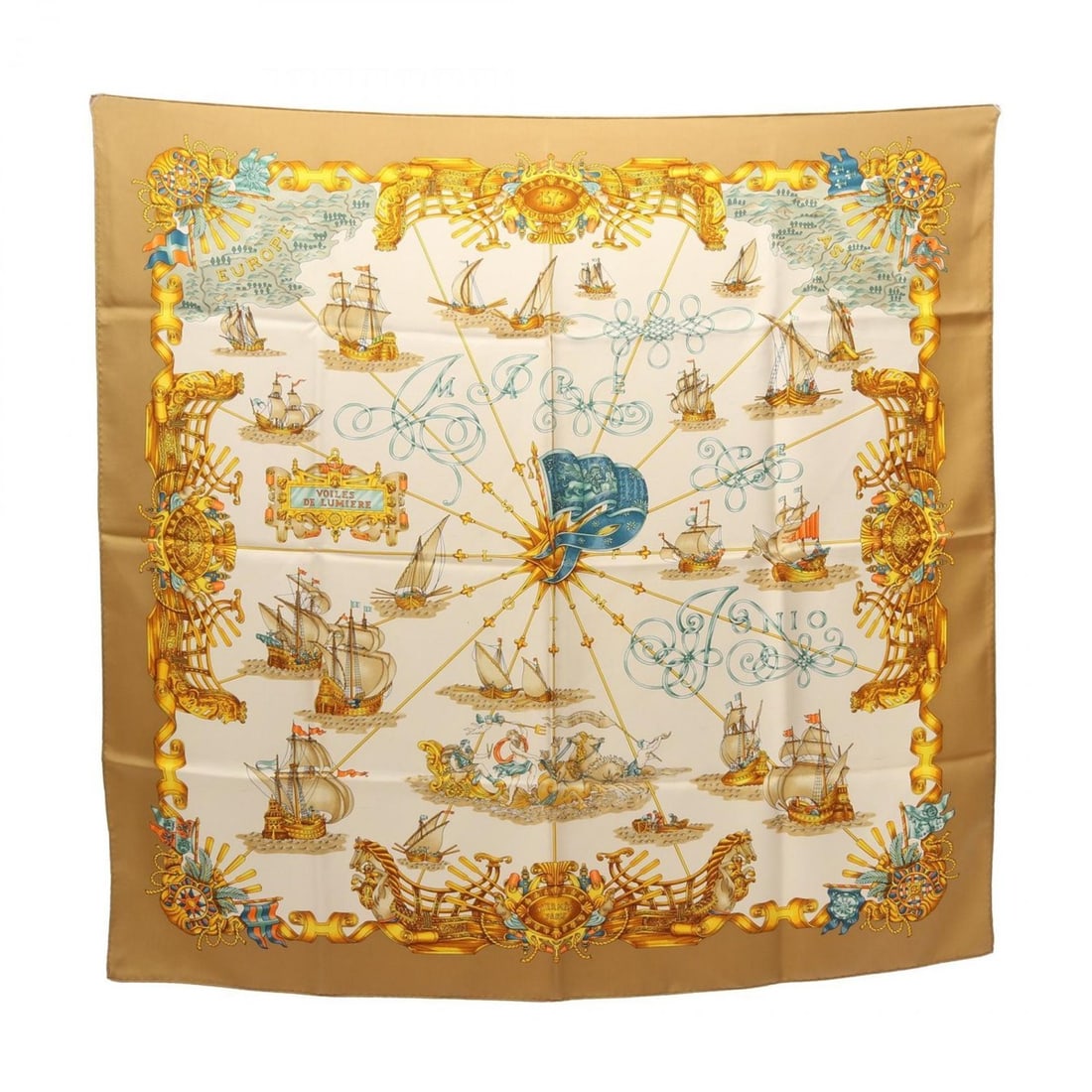 Hermes Hermès Carré 90 Voiles de Lumiere Silk Scarf for Women, Beige, Multicolor (1 of 10)