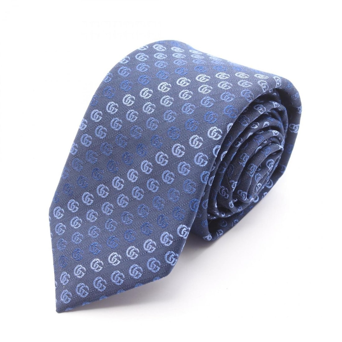 Gucci Double G Tie, Silk, Men's, Navy (1 of 10)