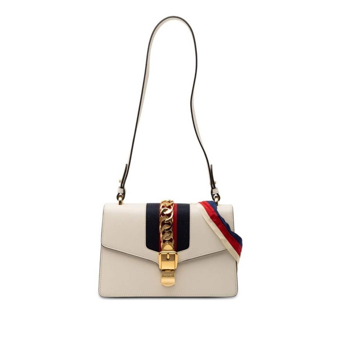 Gucci Sherry Line Sylvie Handbag/Shoulder Bag, 2-Way, 421882, White/Multicolor Leather, Women's, (1 of 6)