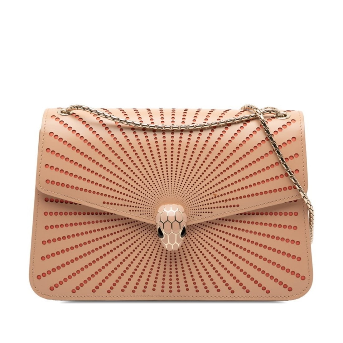 BVLGARI Serpenti Chain Shoulder Bag in Beige and Orange Leather for Women: --- Catalog ---Category: SizeSize (HxWxD): 16cm x 25cm x 7.5cm / 6.29'' x 9.84'' x 2.95''Category: DesignType: Shoulder bagColor: Beige, OrangeGender: WomenMaterial: Leather Category: GeneralBrand: Bv
