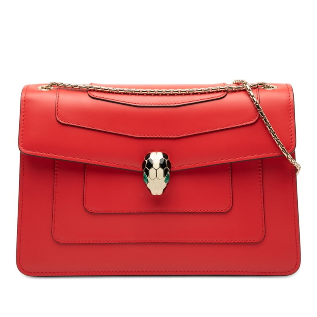 BVLGARI Serpenti Forever Chain Shoulder Bag in Red Leather for Women: --- Catalog ---Category: SizeSize (HxWxD): 18cm x 17.5cm x 6.5cm / 7.08'' x 6.88'' x 2.55''Category: DesignType: Shoulder bagColor: Red colorGender: WomenMaterial: Leather Category: GeneralBrand: Bvlg