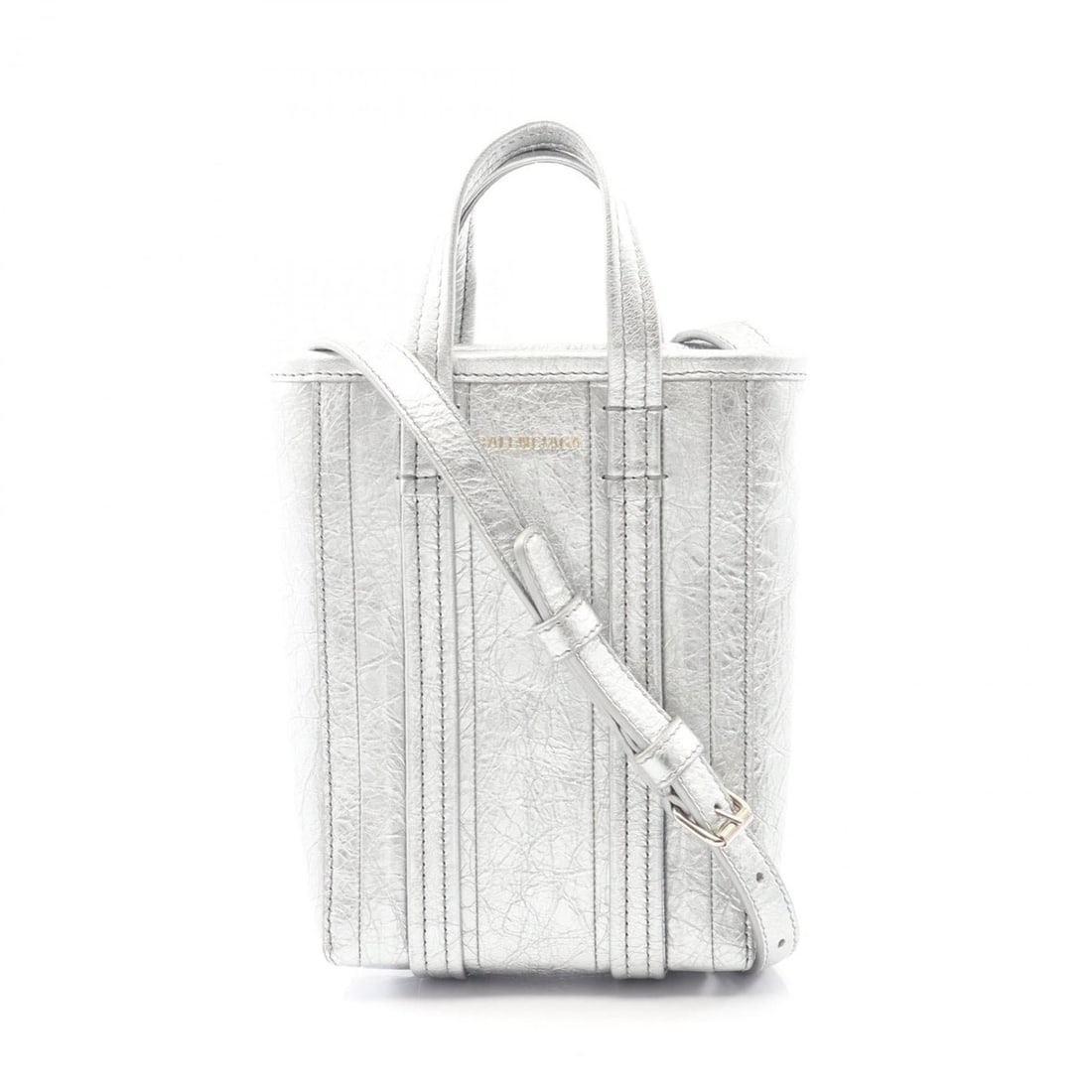 Balenciaga BALENCIAGA Barb Phone Holder Shoulder Bag, Leather, Silver, Women's, 693793 (1 of 6)