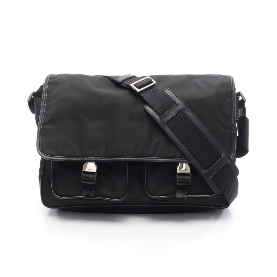 Prada PRADA Shoulder Bag, Nylon and Leather, Men's, Black, VA0406 (1 of 11)