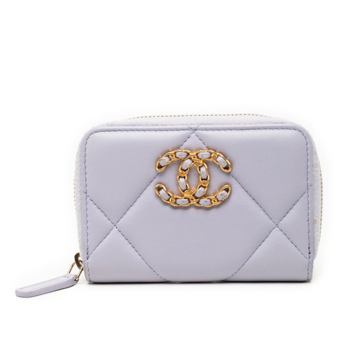 Chanel Coco Mark Matelasse 19 Business Card Case/Card Case/Pass Case Round Zipper Purple Lambskin: --- Catalog ---Category: DesignType: Card caseColor: PurpleGender: WomenMaterial: Leather Category: GeneralBrand: ChanelCategory: Physical PropertiesSize (HxWxD): 7.5cm x 11cm x 2cm / 2.95'' x 4.33''