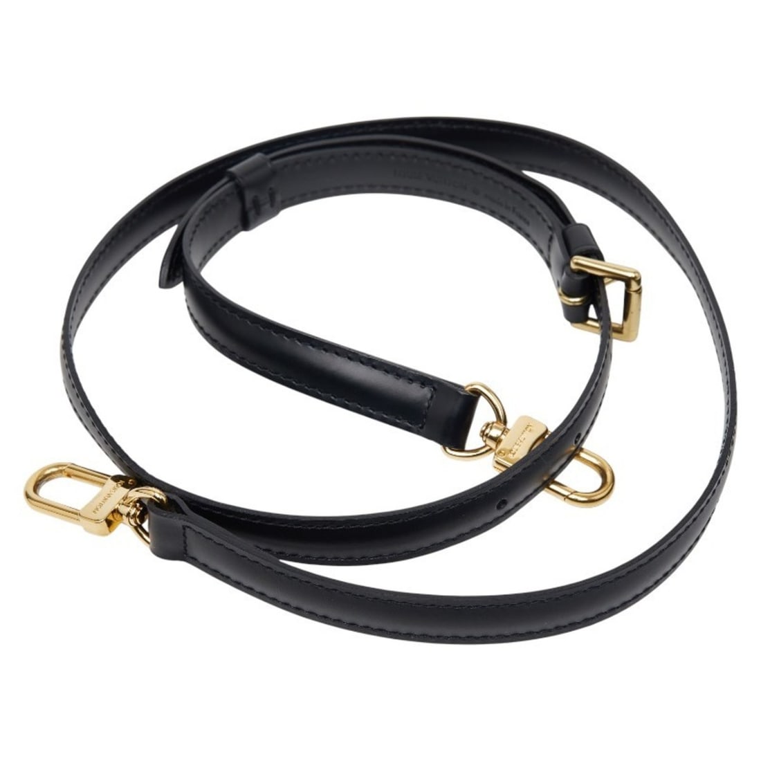 Louis Vuitton shoulder strap, black leather, women's LOUIS VUITTON: --- Catalog ---Category: SizeSize (HxWxD): 120cm x 1.7cm / 47.24'' x 0.66''Category: DesignType: StrapColor: BlackGender: WomenMaterial: LeatherCategory: GeneralBrand: Louis Vuitton--- Item List