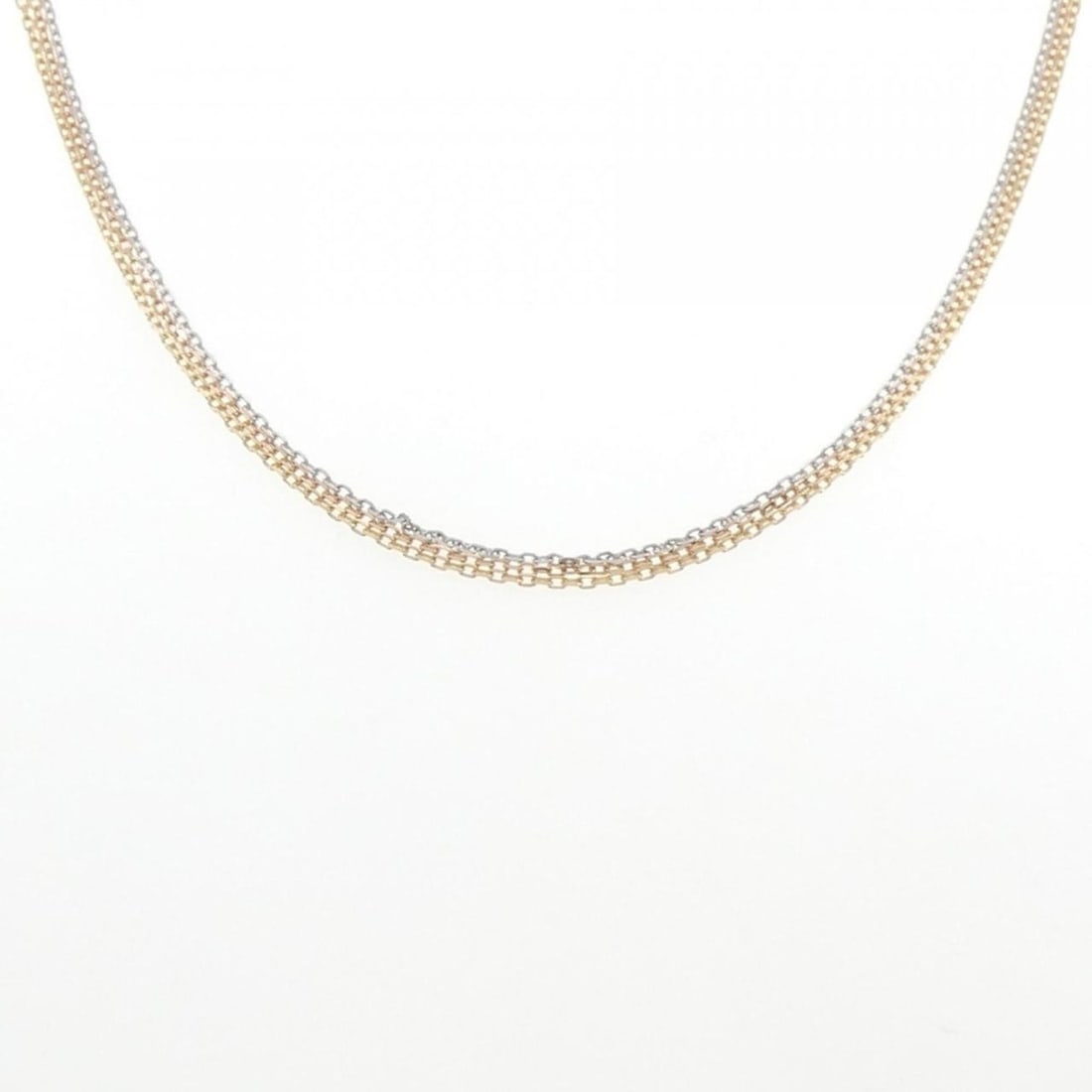 Cartier Trinity Necklace: --- Catalog ---Category: SizeWidth: 1.4mm / 0.06''Weight: 10.9g / 0.38oz.Neck Circumference: 55 cm / 21.65''Category: DesignGender: WomenMaterial: Pink gold (18K), White gold (18K), Yellow gold (18K)N