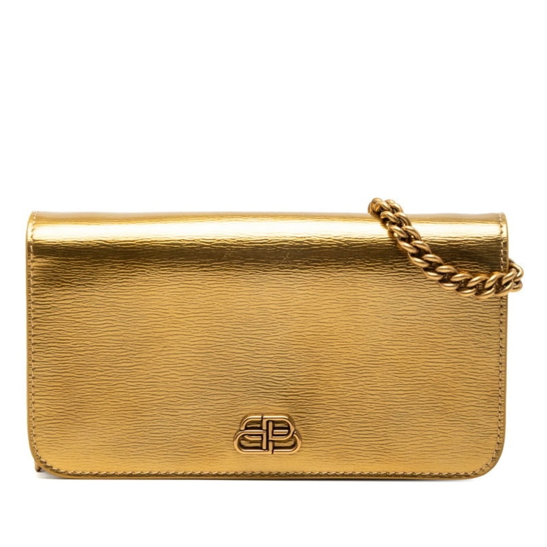Balenciaga BB Logo Chain Shoulder Bag/Crossbody Bag 601392 Gold Leather Women's BALENCIAGA: --- Catalog ---Category: SizeStrap Drop: 49cm / 19.29''Size (HxWxD): 9.5cm x 17.5cm x 2.5cm / 3.74'' x 6.88'' x 0.98''Category: DesignType: Shoulder bagColor: GoldGender: WomenMaterial: Leather Catego