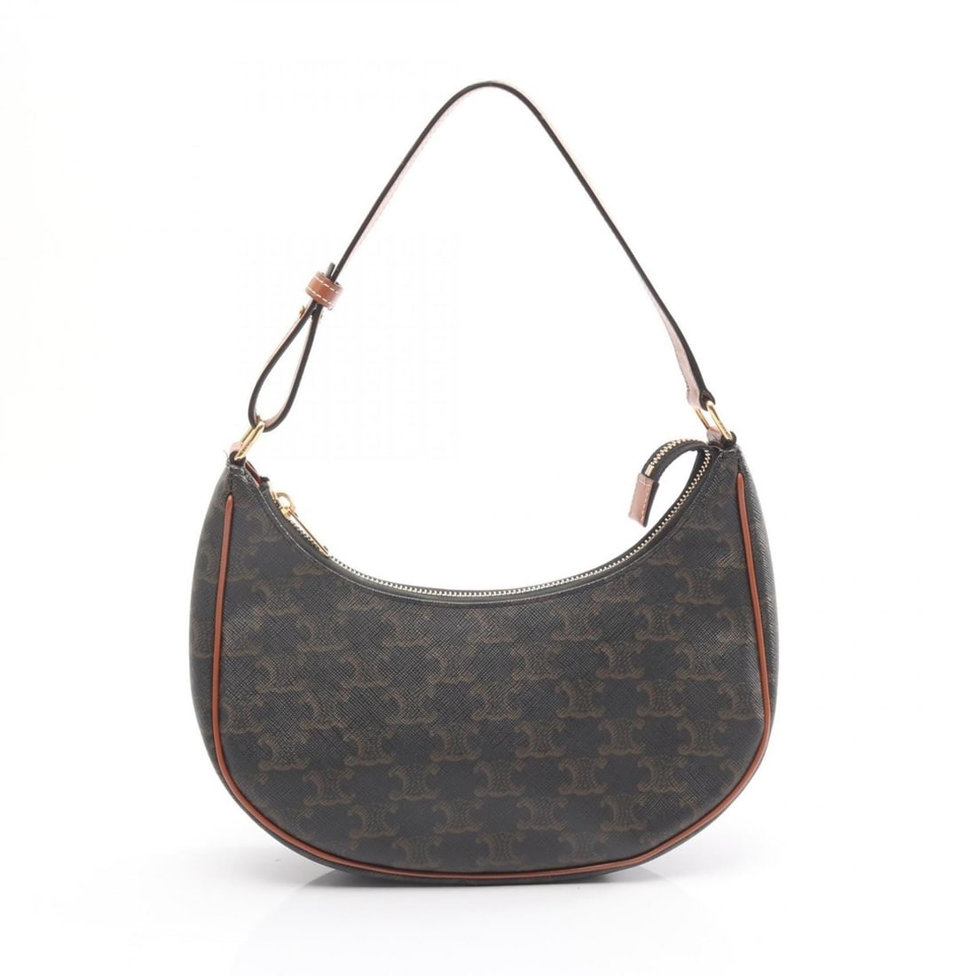 Celine AVA Triomphe Shoulder Bag in Coated Canvas and Leather, Women's, Black Brown, 193952BZJ.04LU (1 of 10)