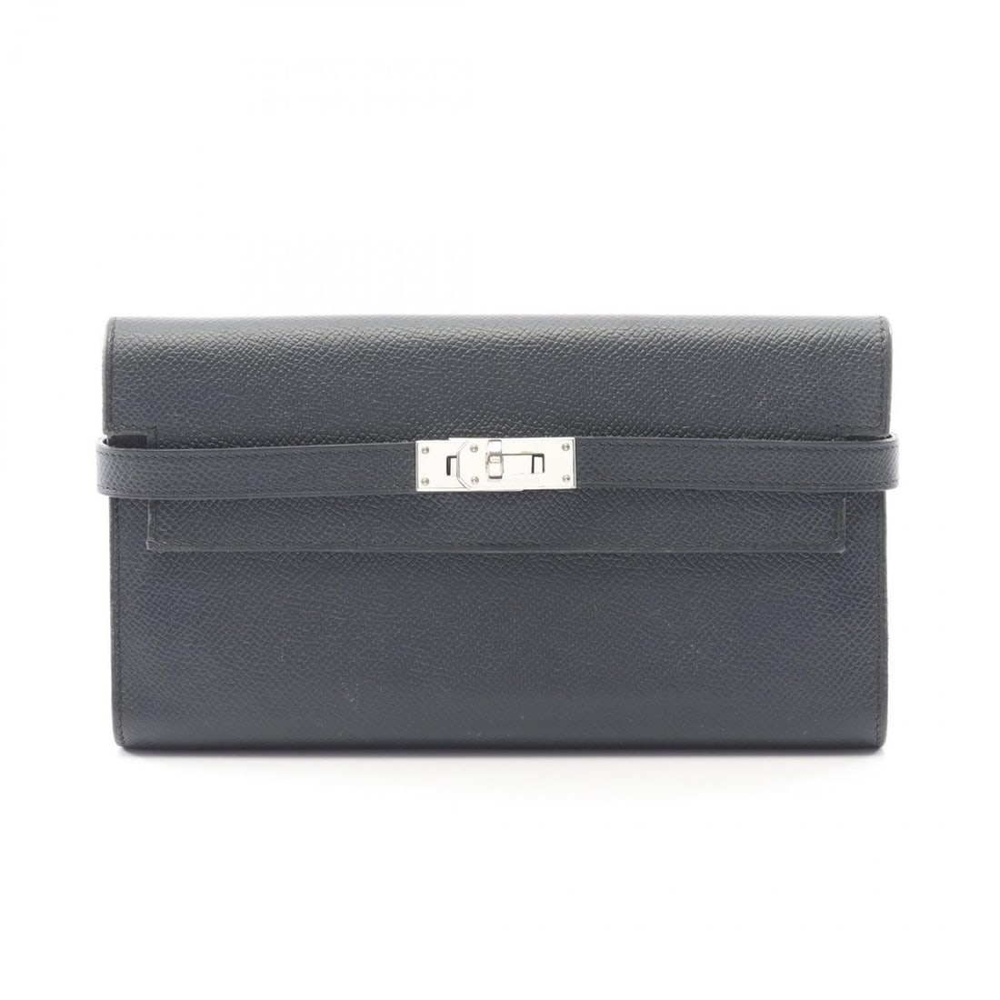 Hermes Hermès Kelly Wallet Long Verso Bifold Leather Calfskin Epsom Women's Navy (1 of 11)