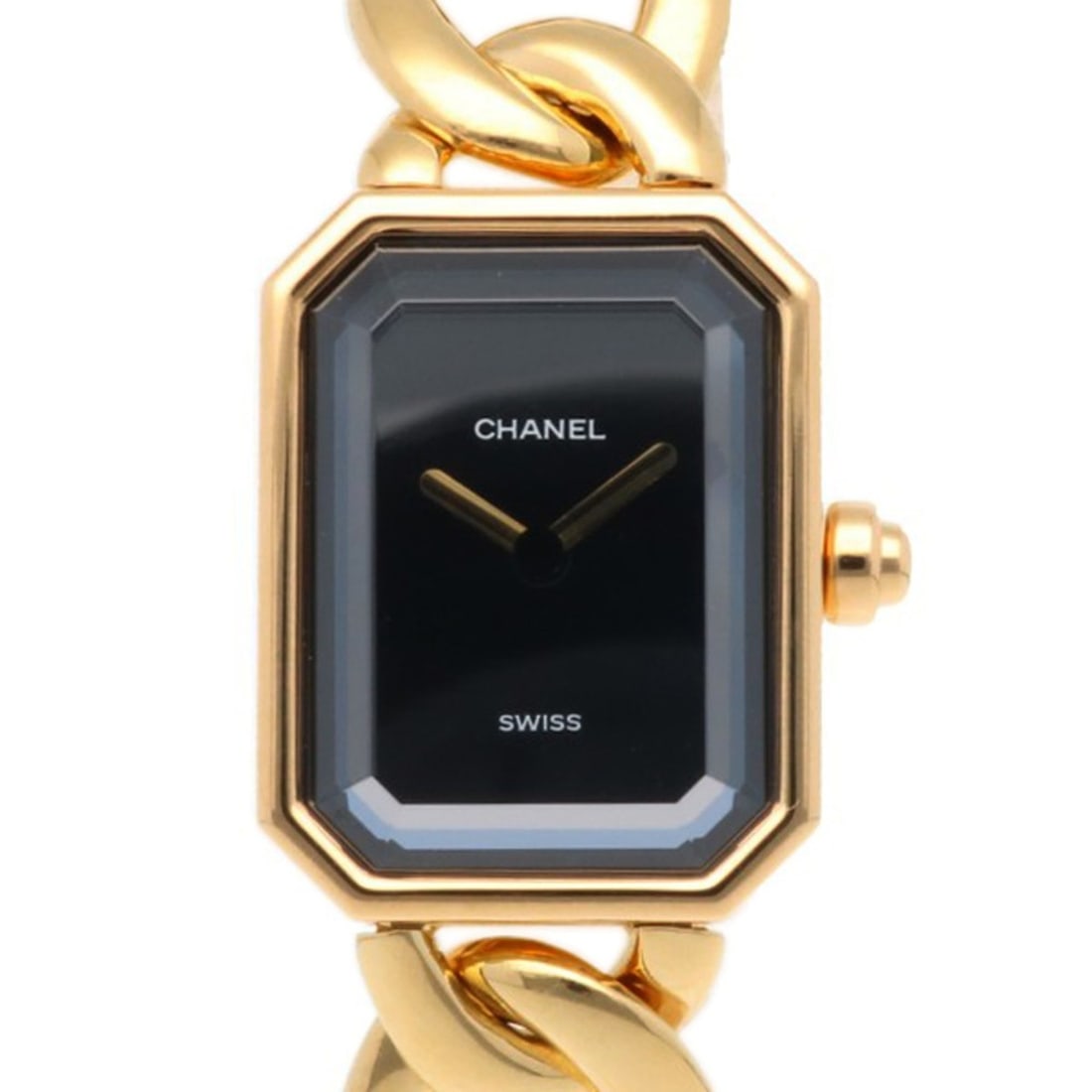 Pre-owned Chanel Premiere L watch, 18k gold, 403 03 3003, re-polished, for women.: --- Catalog ---Category: SizeWrist Size: 16cm / 6.29''Case Diameter: 20mm / 0.79''Category: DesignType: WristwatchGender: WomenColor (Dial): BlackMaterial (Band): Yellow gold (18K)Material (Case): Yel