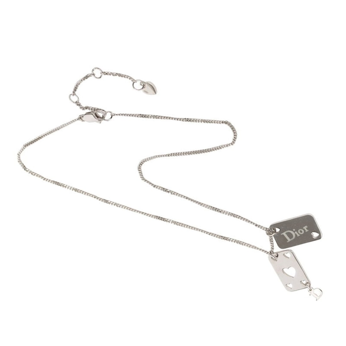 Christian Dior Dior Logo Trump Heart Necklace in Silver Metal for Women: --- Catalog ---Category: SizePendant Size: 20.9mm x 12.9mm / 0.82'' x 0.5''Neck Circumference: 43 cm / 16.92''Category: DesignColor: SilverGender: WomenMaterial: MetalNecklace Type: NecklaceCategory:
