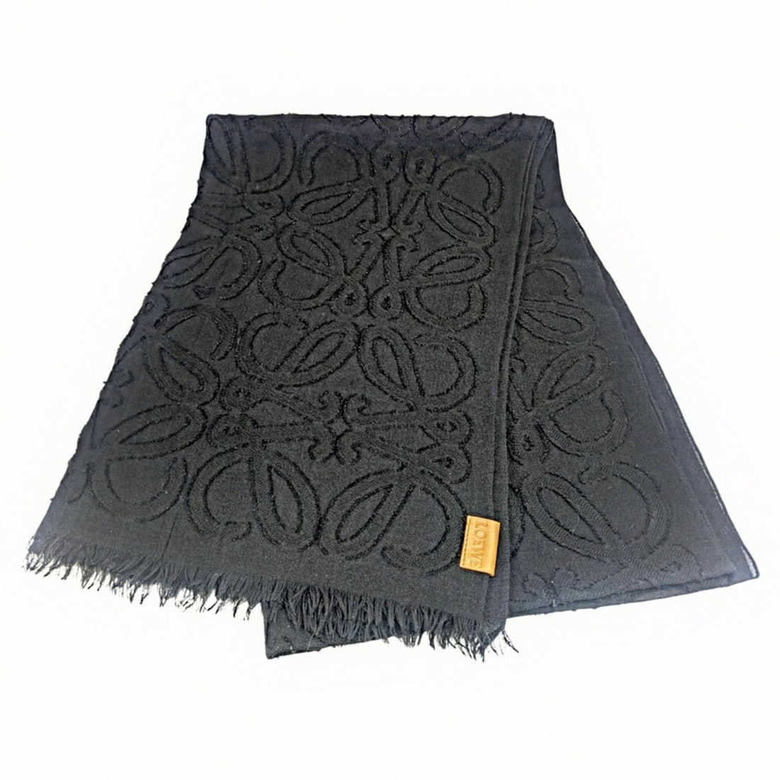 LOEWE Silk and Wool Scarves in Black for Men Women (1 of 17)
