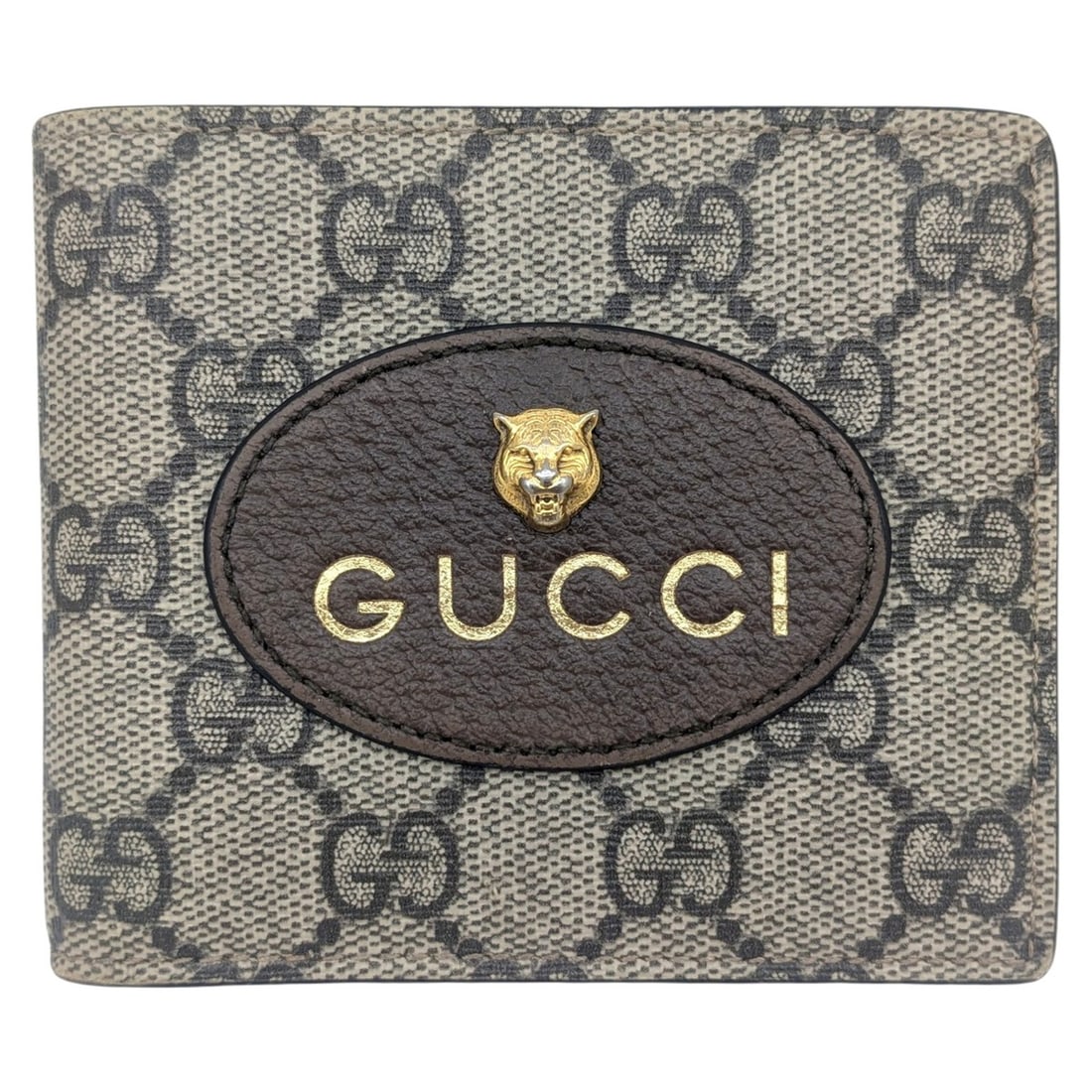 GUCCI Bifold Wallet GG Supreme Tiger Pattern in Beige, Brown, and Yellow (473954) - Business Card (1 of 16)