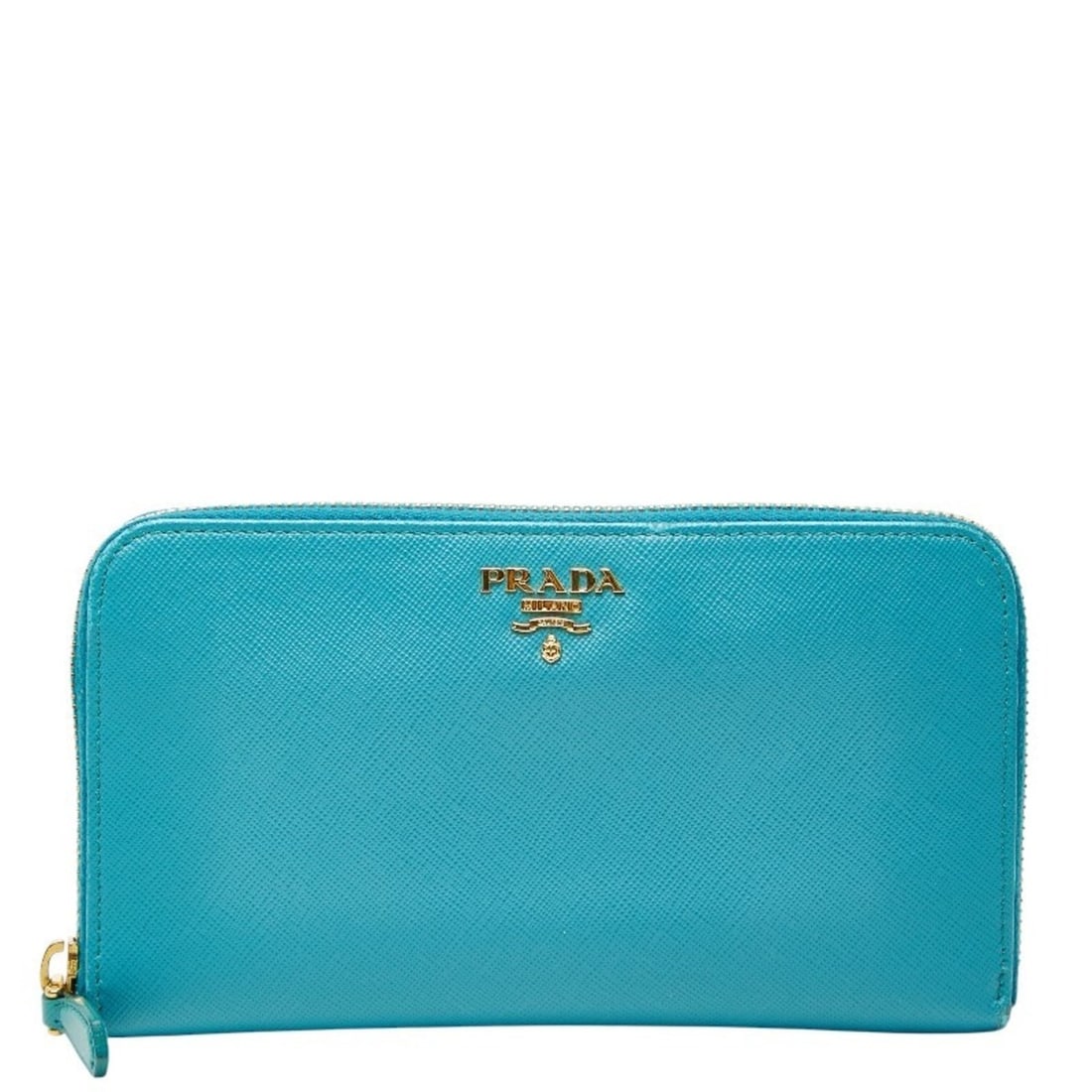 Prada Women's Round Zip Long Wallet 1M0506 Blue Saffiano Leather (1 of 11)