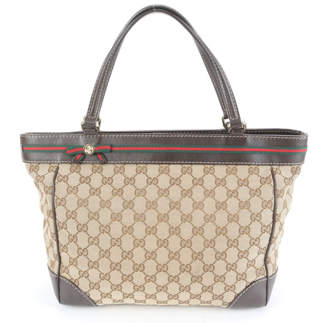 Gucci GG Canvas Mayfair 257061 Leather Tote Bag Shoulder Brown Women's (1 of 17)