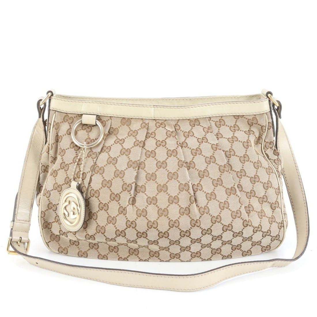 Gucci GG Canvas Sukey 296834 Leather Shoulder Bag/Crossbody Bag, Beige, Women's (1 of 12)