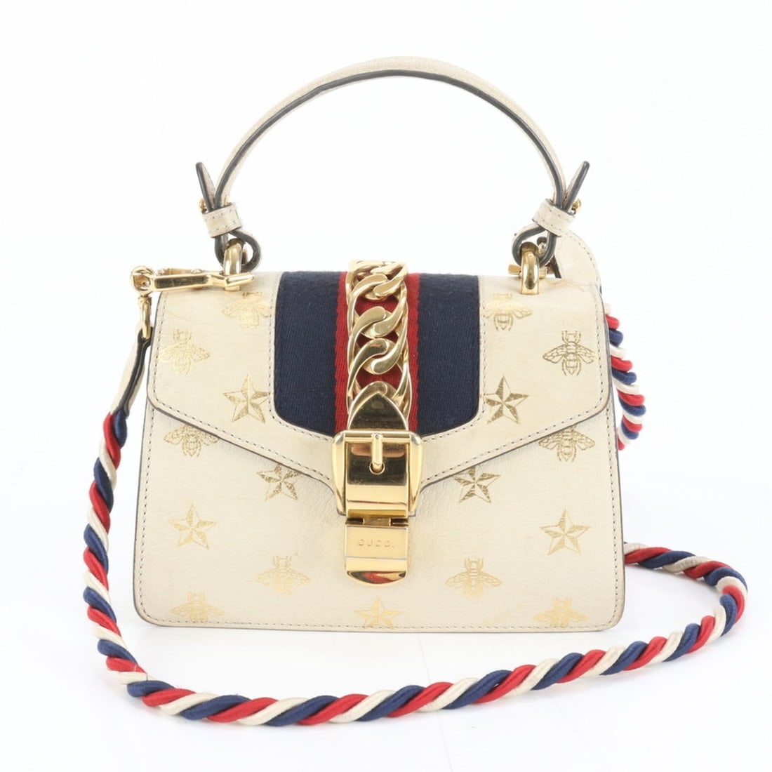Gucci Sylvie B. Star 470270 Leather 2-Way Shoulder/Crossbody/Handbag for Women: --- Catalog ---Category: SizeSize (HxWxD): 14cm x 20cm x 3cm / 5.51'' x 7.87'' x 1.18''Strap Length: 110cm / 43.3''Handle Length: 26cm / 10.23''Category: DesignType: Shoulder bagColor: BeigeGender: Wo