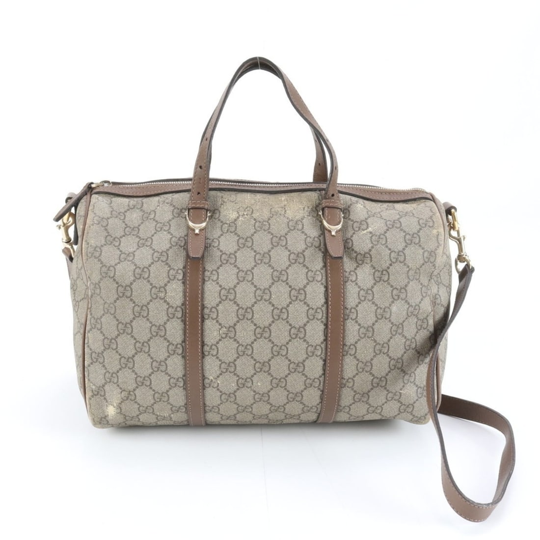 Gucci GG Supreme Mini Boston Bag 322231, Leather 2-Way Shoulder Bag, Handbag, Brown, Women's (1 of 15)