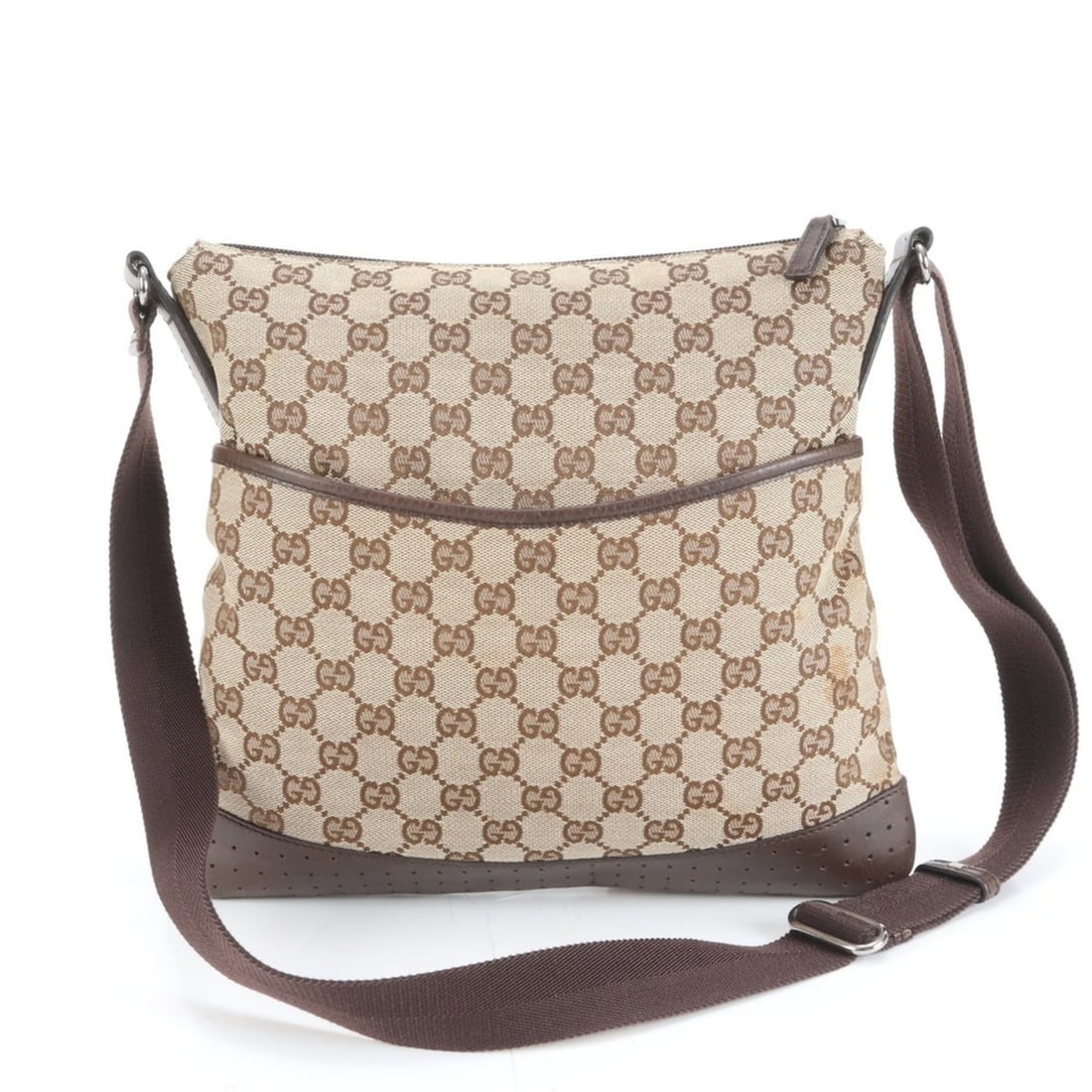 Gucci GG Canvas 145857 Leather Shoulder Messenger Bag Brown Men's: --- Catalog ---Category: SizeSize (HxWxD): 30cm x 30cm x 2cm / 11.81'' x 11.81'' x 0.78''Category: DesignType: Shoulder bagColor: BrownGender: MenMaterial: Leather , Canvas Category: GeneralBrand: Guc