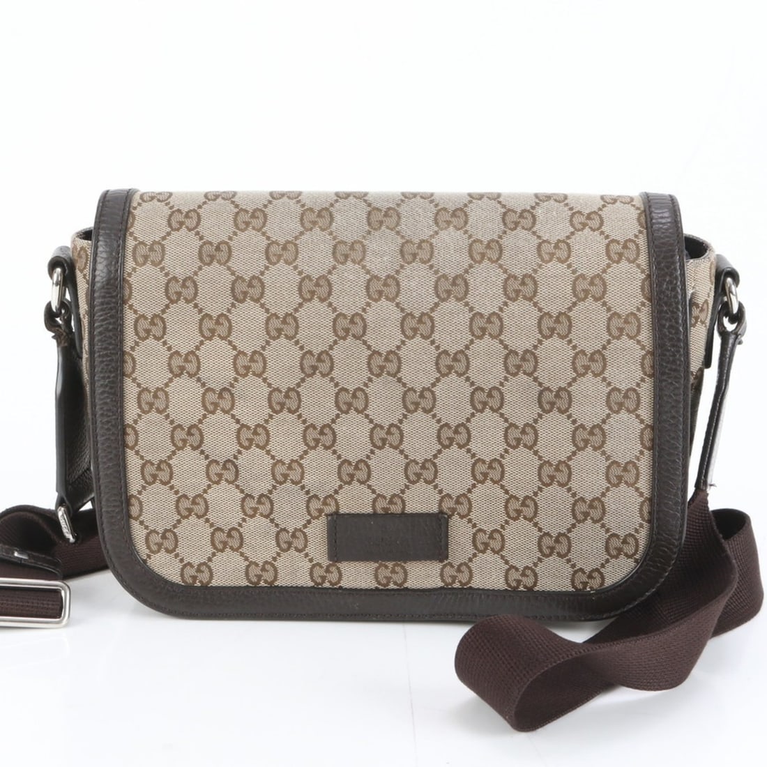 Gucci GG Canvas 449172 Leather Shoulder Messenger Bag Brown Men's: --- Catalog ---Category: SizeSize (HxWxD): 20cm x 28cm x 8cm / 7.87'' x 11.02'' x 3.14''Category: DesignType: Shoulder bagColor: BrownGender: MenMaterial: Leather , Canvas Category: GeneralBrand: Gucc