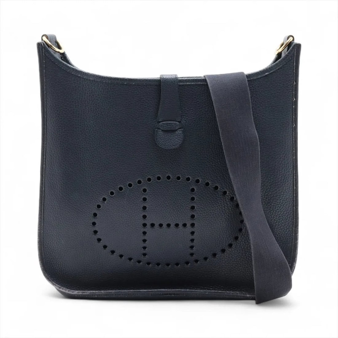 Hermes Hermès Evelyn GM Leather Shoulder Bag with "?Y" Stamp, Navy Blue, Women's: --- Catalog ---Category: SizeSize (HxWxD): 34cm x 33cm x 8cm / 13.38'' x 12.99'' x 3.14''Category: DesignType: Handbag, Shoulder bagColor: NavyGender: WomenMaterial: Leather Category: GeneralBrand: He