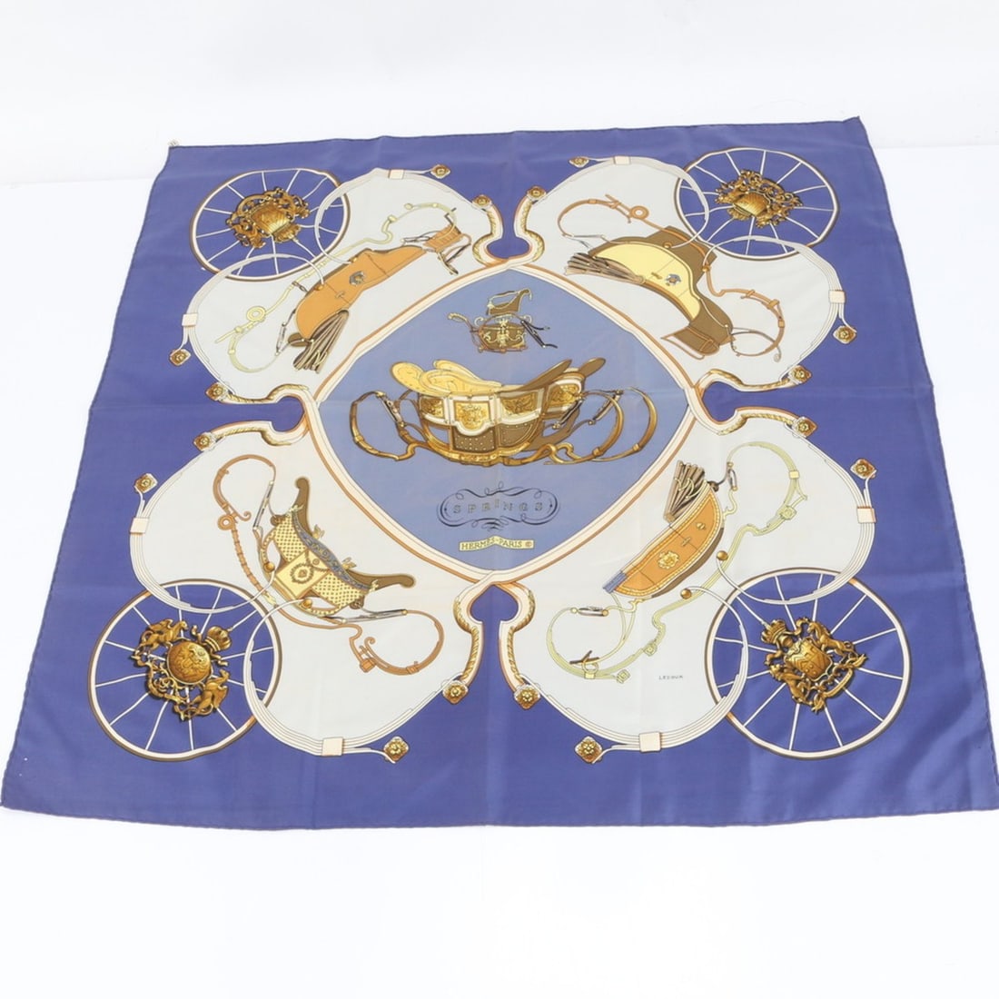 Hermes Carré 90 SPRINGS Blue Silk Scarf for Women with Tags (1 of 11)