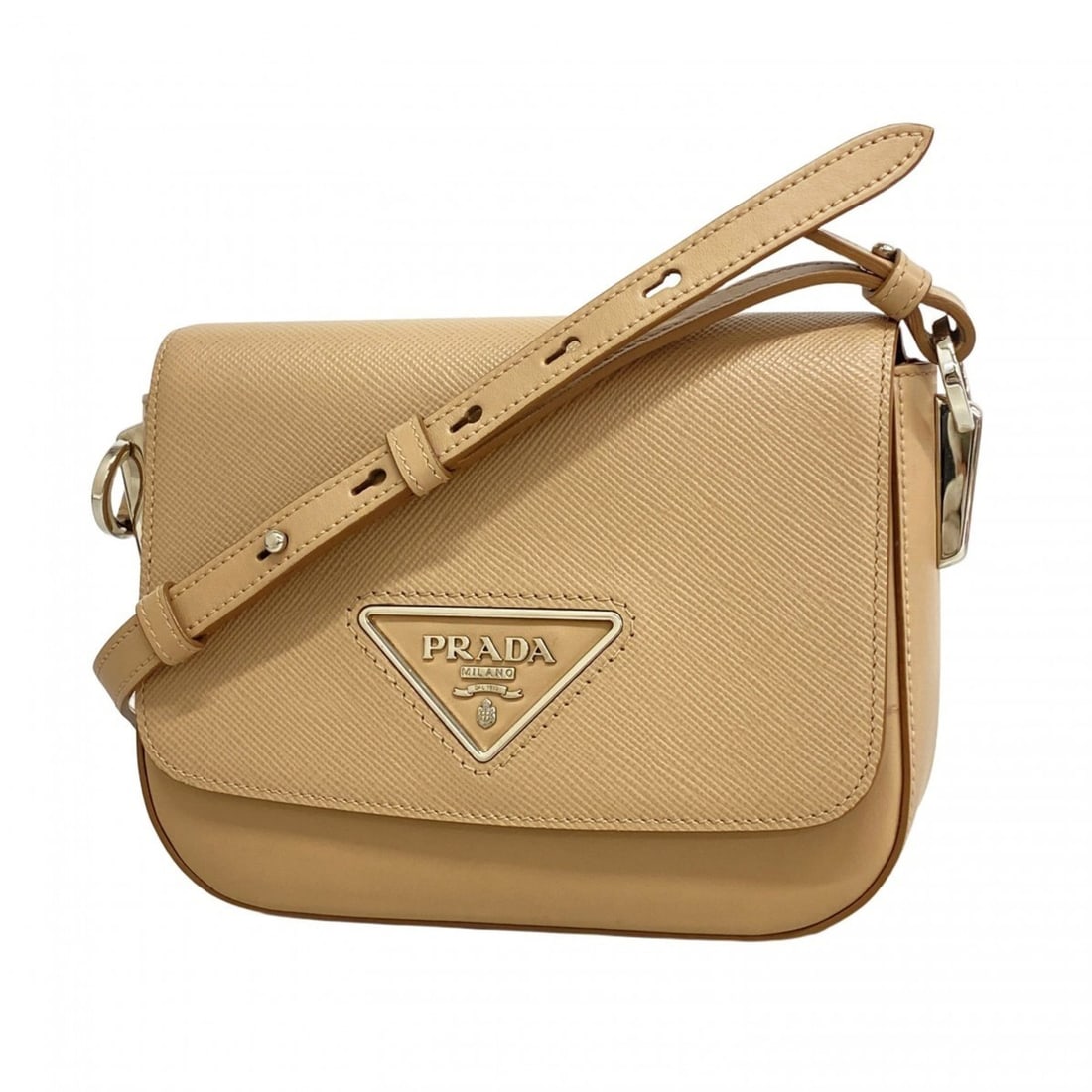 Prada Saffiano Leather Beige Shoulder Bag for Women P2103105: --- Catalog ---Category: SizeSize (HxWxD): 16cm x 20cm x 6.5cm / 6.29'' x 7.87'' x 2.55''Category: DesignType: Shoulder bagColor: BeigeGender: WomenMaterial: Leather Hardware Color: SilverCategory: Ge