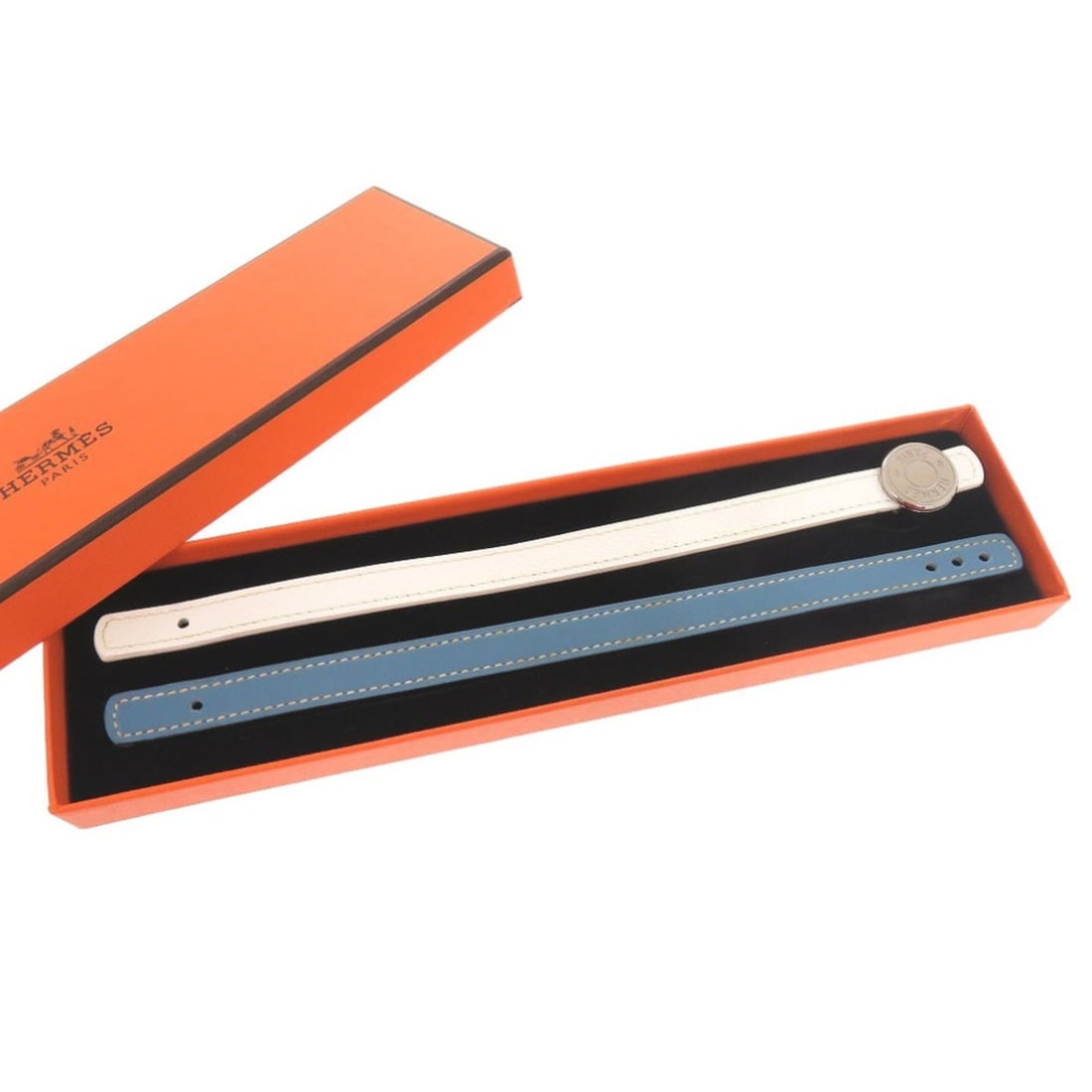 Hermes Excellent condition Hermès Serie Looping bracelet in white leather with J markings, 0176 (1 of 10)