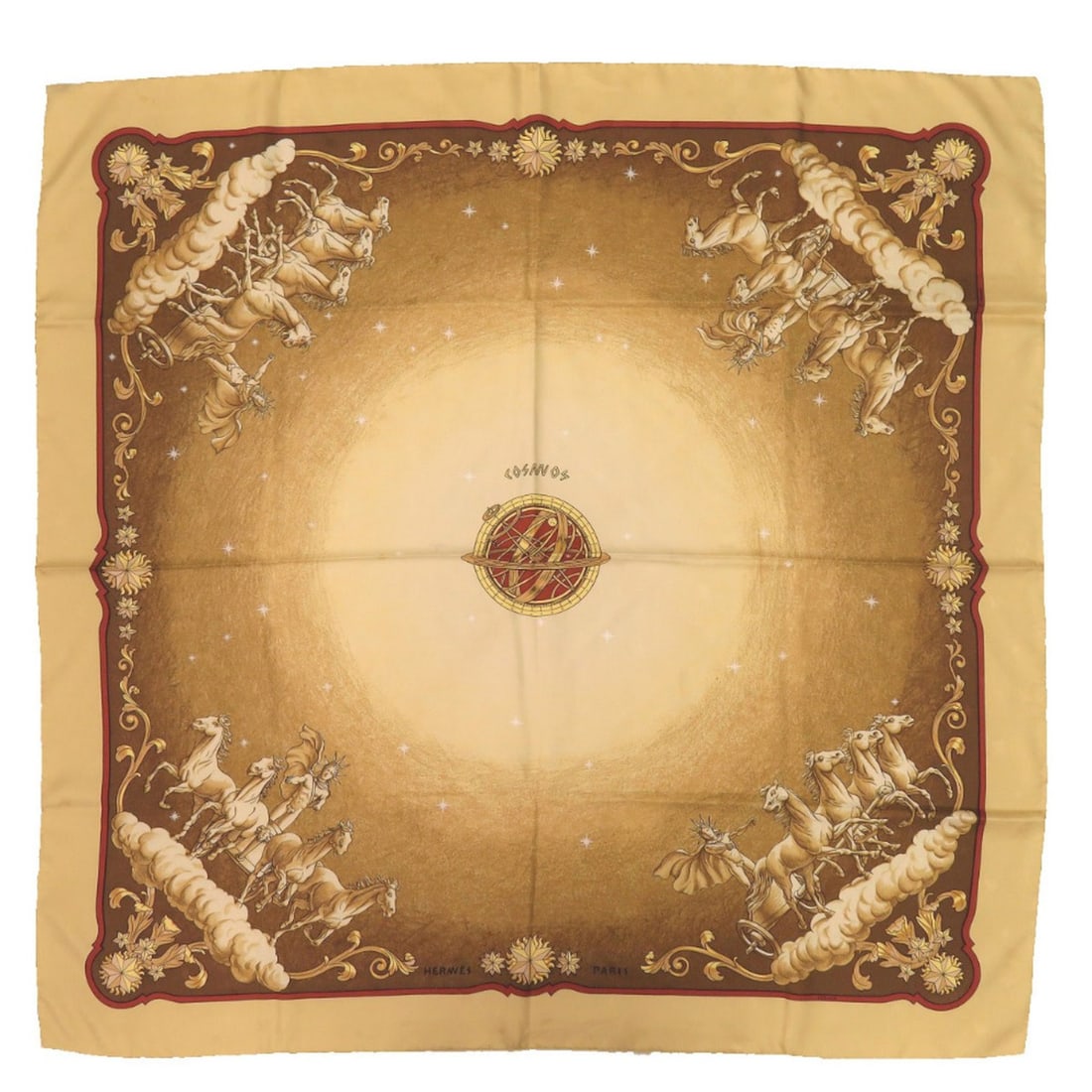 Hermes Excellent condition Hermès Carré 90 COSMOS Cosmos Horse Silk Scarf in Yellow and Gold (1 of 16)