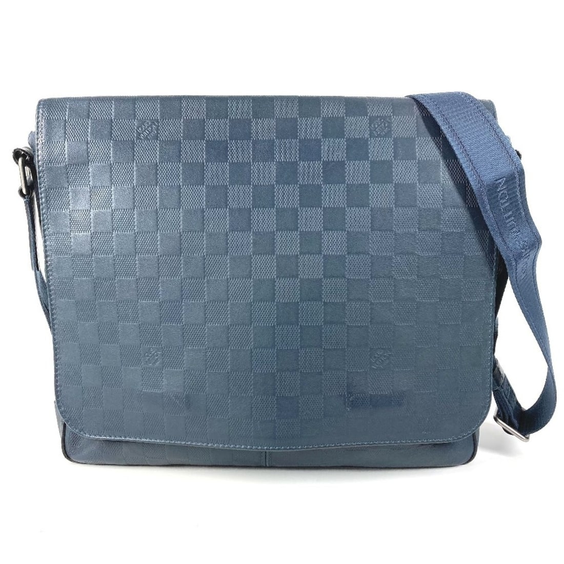 LOUIS VUITTON Damier Infini District PM N41285 Crossbody Flap Messenger Bag/Shoulder Bag in Leather,: --- Catalog ---Category: SizeSize (HxWxD): 28.5cm x 32cm x 6.5cm / 11.22'' x 12.59'' x 2.55''Category: DesignType: Messenger bag, Shoulder bagColor: NavyGender: Men,Women,UnisexMaterial: Damier Infini