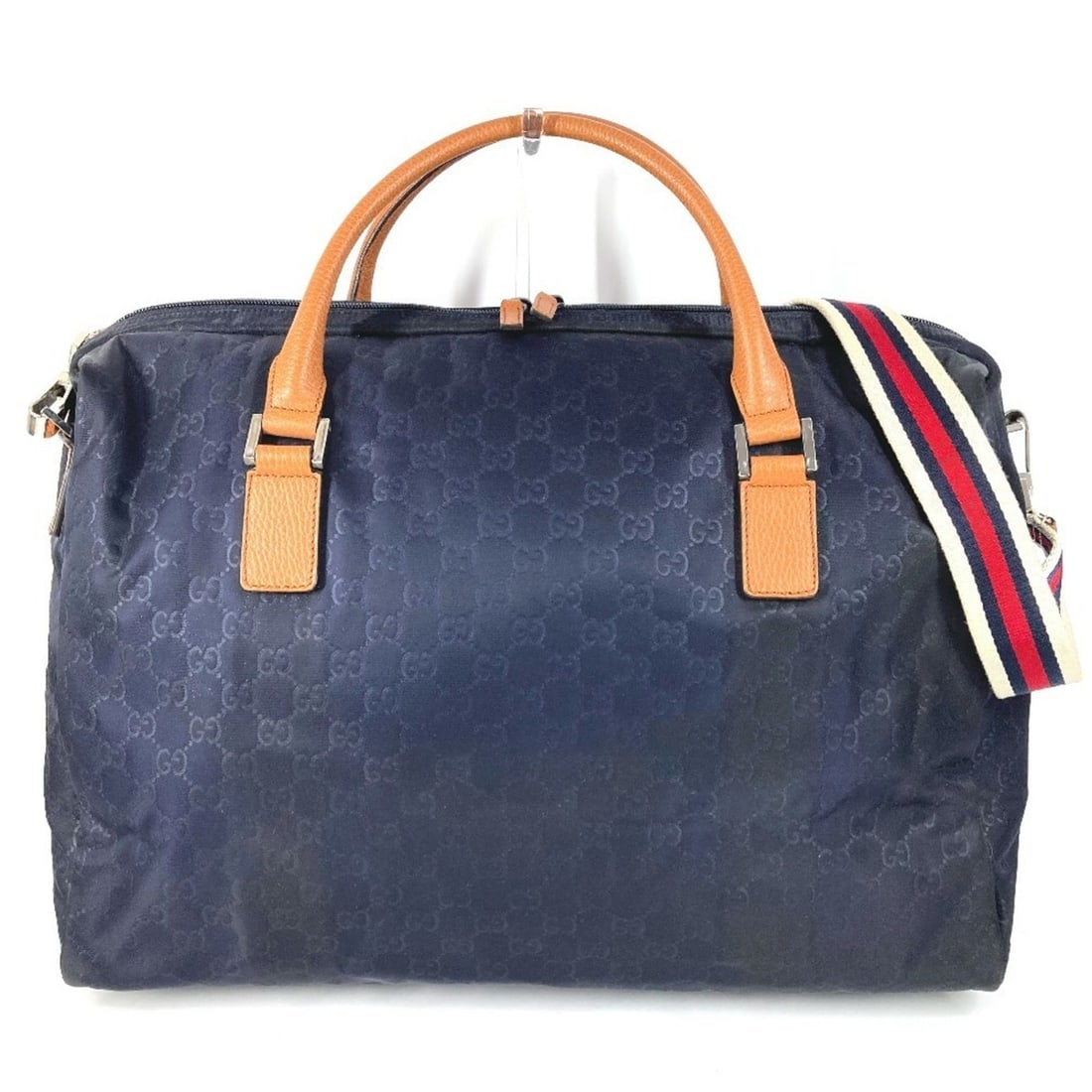 GUCCI 196356 GG Logo Travel Bag, 2-Way Shoulder Crossbody Boston Nylon and Leather, Men's Women's,: --- Catalog ---Category: SizeSize (HxWxD): 34cm x 47cm x 15cm / 13.38'' x 18.5'' x 5.9''Category: DesignType: Boston bagColor: Brown, NavyGender: Men,Women,UnisexMaterial: Nylon , Leather Category: Ge