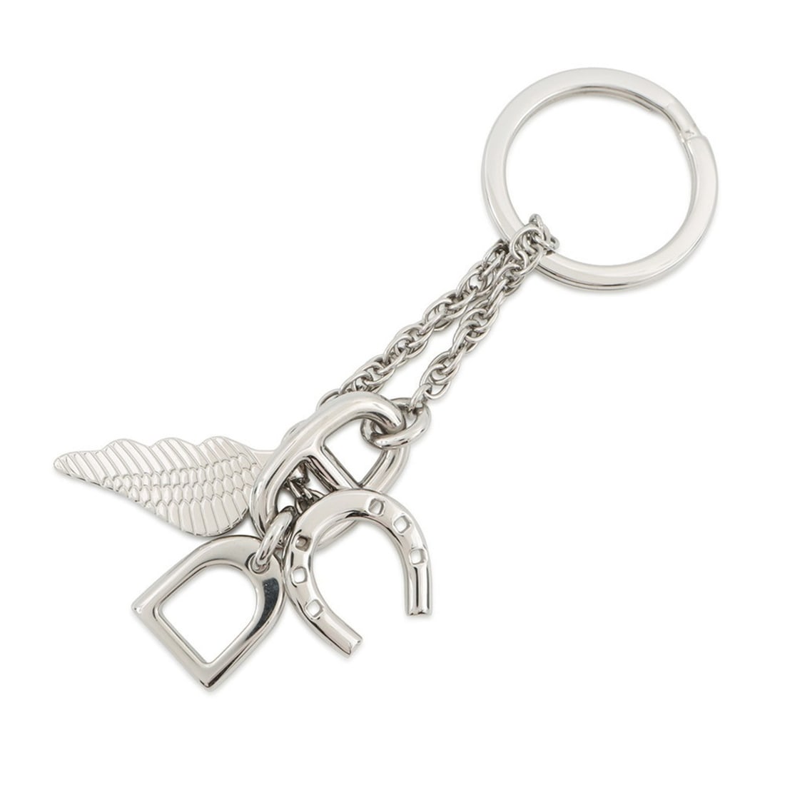 Hermes Bon Voyage Metal Keychain with HERMES Charm: --- Catalog ---Category: DesignType: KeyringColor: SilverGender: Women,MenMaterial: Stainless steelMaterial (Charm): Stainless steelCategory: GeneralBrand: HermesCountry of Origin: Switzerland--- Item